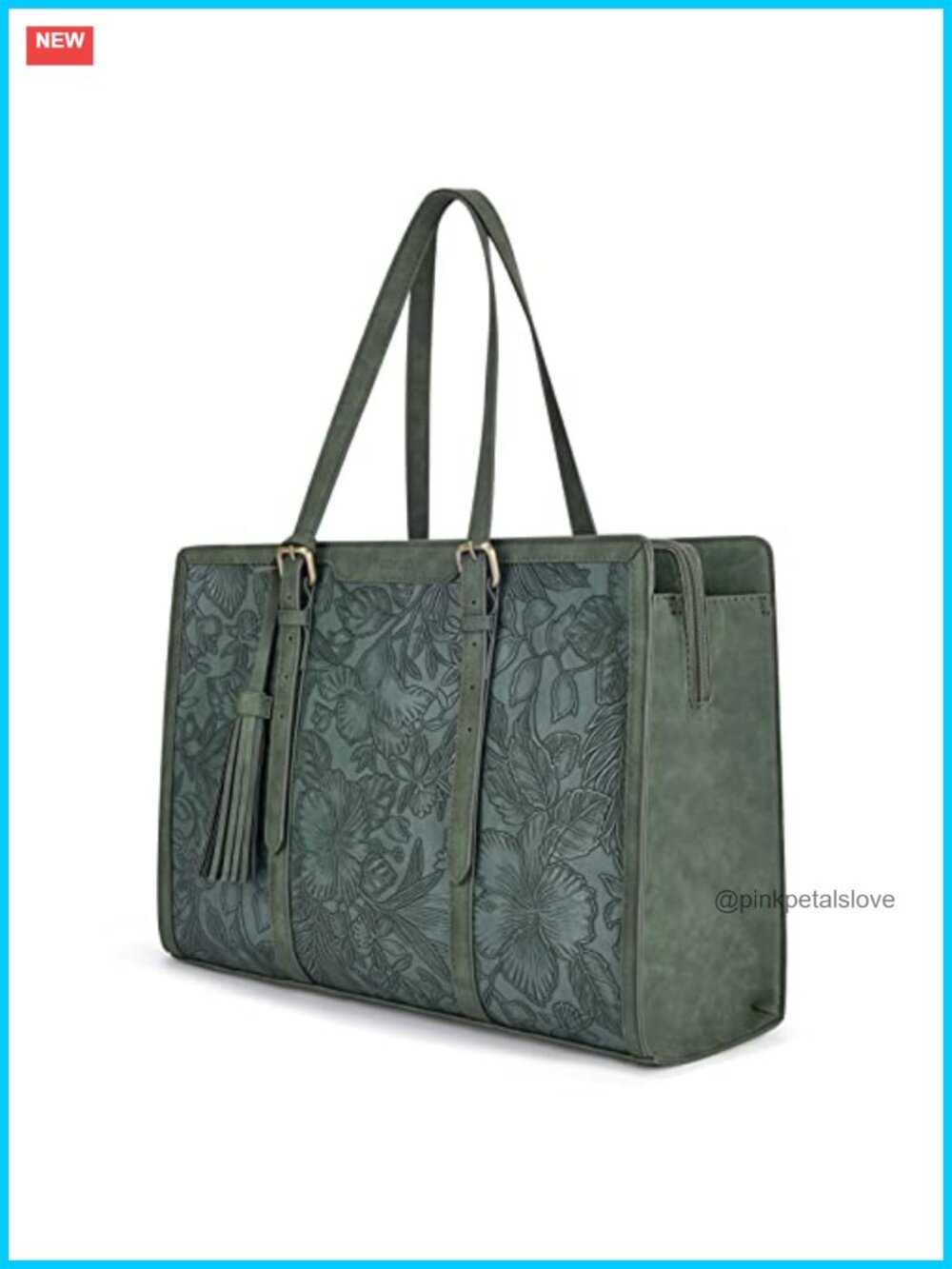 Vegan Leather Laptop Tote Bag for Work 15.6 inch 3 Compartments